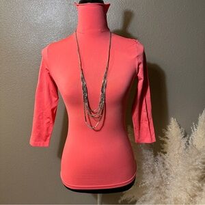 Coral Long Sleeve Turtleneck Top